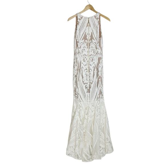 BRONX & BANCO Ester Sequin & Bead Embellished Plunge Neck Gown - Picture 6 of 11